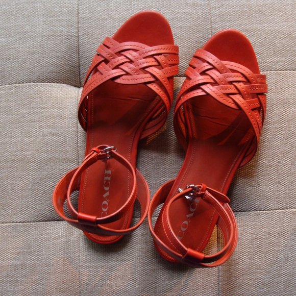 Coach Women's Red Sandals - Picture 1 of 9